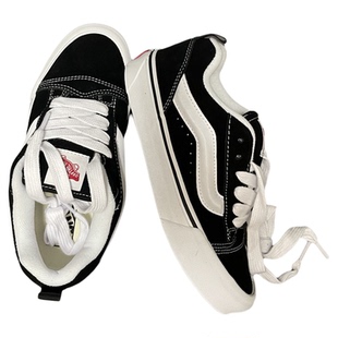 Vans Knu Skool黑白男女同款低帮复古面包鞋男女板鞋 VN0009QC6BT