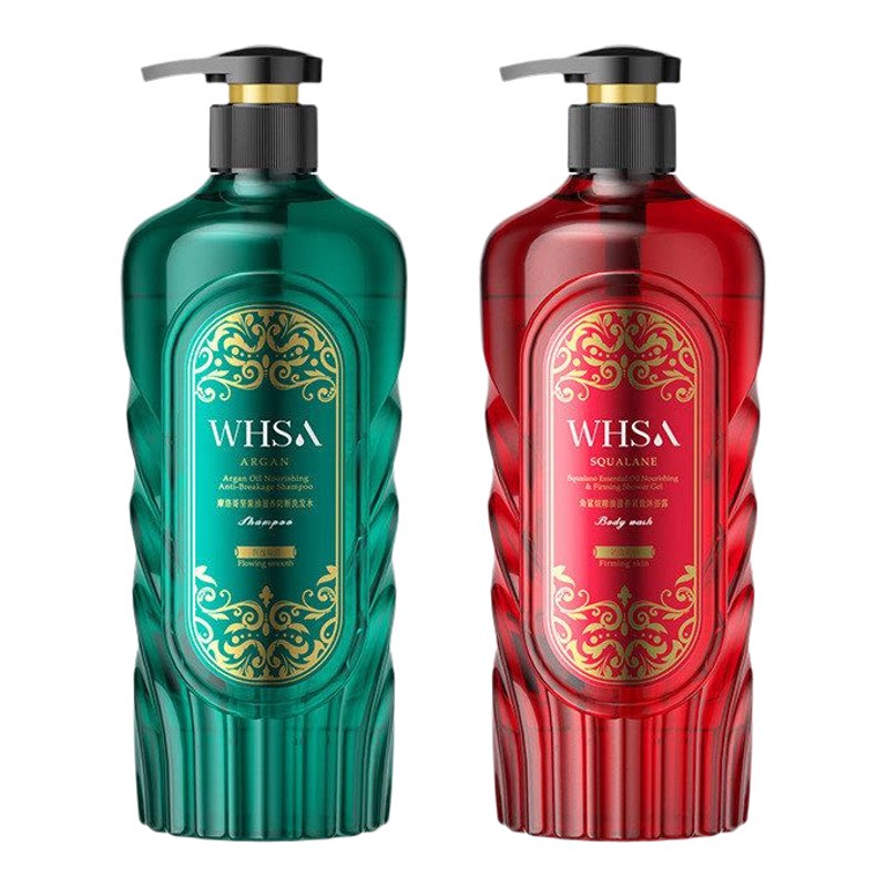 Whsa清爽摩洛哥坚果油洗发水沐浴露深层清洁家庭装柔顺滋润防断发