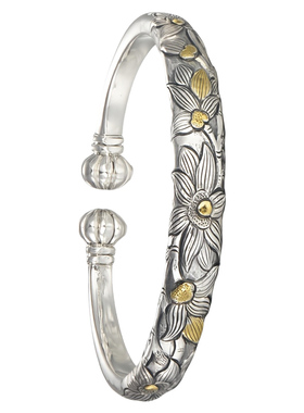 手镯女开口可调节银手镯纯银镯子