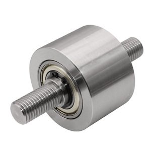 输送带滚筒皮带惰轮双轴承砂带机金属双头牙从动铁轮无动力带轴心