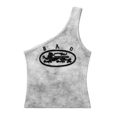 韩国badblood辣妹风斜肩吊带背心女不规则设计感外穿露肩无袖上衣