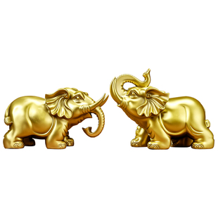 大号全铜大象摆件一对公母招财吸水对象镇宅入户门口办公室装饰品