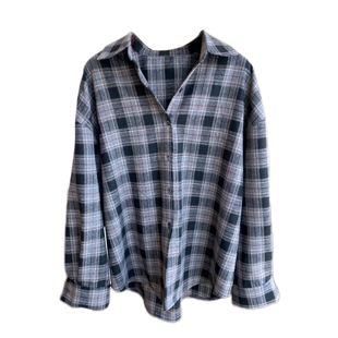 AMR UU◆配色时髦 减龄洋气慵懒显瘦格子衬衫女上衣春夏2026新款