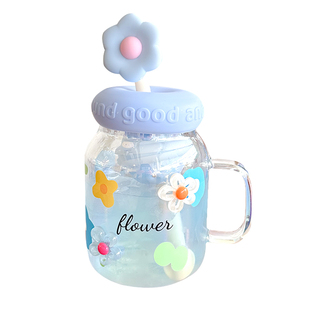 茶水分离玻璃杯大容量女生2024新款家用泡茶杯耐高温带把手吸管杯