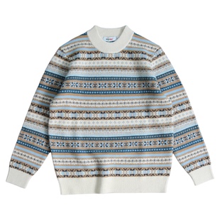 重磅加厚美丽诺羊毛衫男100%纯羊毛毛衣美式复古提花针织衫费尔岛