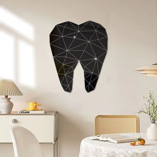 13大牙齿镜面墙纸亚克力客厅墙自镜子粘卡通儿童diy餐厅立体贴