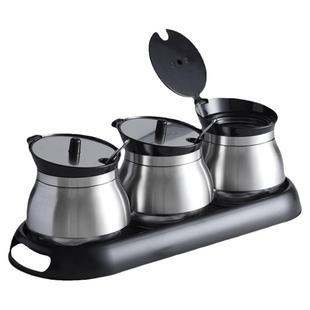 不锈钢玻璃调料罐商用辣椒油专用罐盐味精胡椒粉厨房调味瓶果酱罐