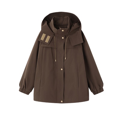 XWI欣未三防轻户外休闲风工装外套女冬季新款立领连帽加绒上衣