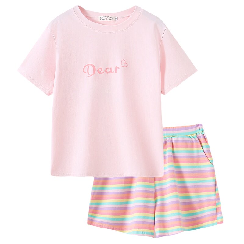 网红睡衣女夏季薄款纯棉短袖两件套可爱卡通休闲家居服套装可外穿
