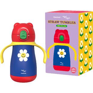 Glasslock baby盖朗&WiggleWiggle联名儿童水杯上学用吸管保温杯