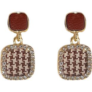 复古港风千鸟格蚊香盘耳夹无耳洞女小众高级耳坠2026新款爆款耳饰