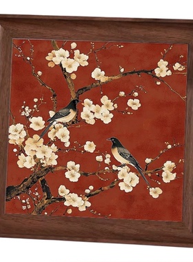 新中式禅意花鸟图摆台装饰画