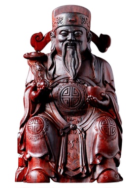 小叶紫檀木财神爷摆件客厅