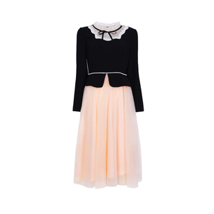 大码女装2026春季高级感洋气连衣裙胖mm中长法式假两件显瘦网纱裙