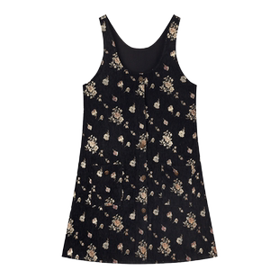 弥古法式复古背带裙秋冬碎花吊带裙灯芯绒连衣裙女小个子冬季短裙