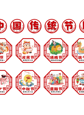 夏橙环创幼儿园传统节日主题墙贴