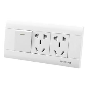 本优118型暗装三位开关插座面板1开带5十孔电源一开五10孔单双控