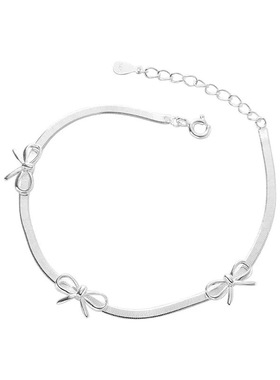 流光蝶影纯银蝴蝶结可调节手链