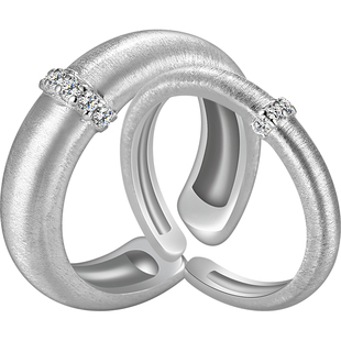 老银匠s925银戒指女款中古风磨砂拉丝轻奢精致温柔优雅开口食指戒