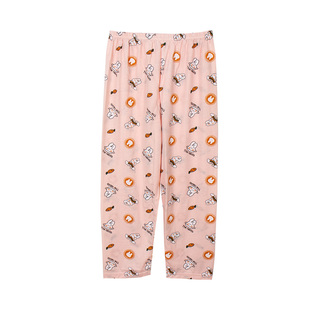 莲帝儿纯棉睡裤女夏薄装针织弹性面料柔软舒适家居裤长裤皮筋低腰