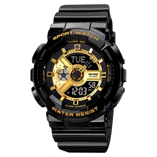 时刻美手表经典黑金运动时尚双显学生电子手表女防水学生党手表潮