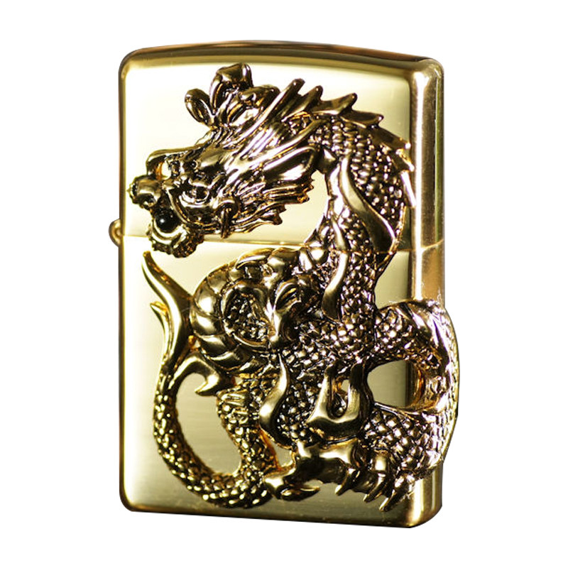 zippo镀金浮雕日本防风煤油