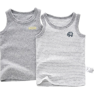 2件装儿童纯棉A类背心宝宝护肚男童孩打底衫汗衫T恤睡衣中小大童