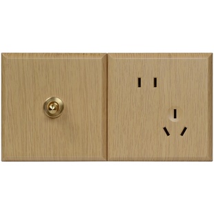 宝德万斯木纹复古开关面板暖色轻奢86墙壁电源一开五孔插座暗装