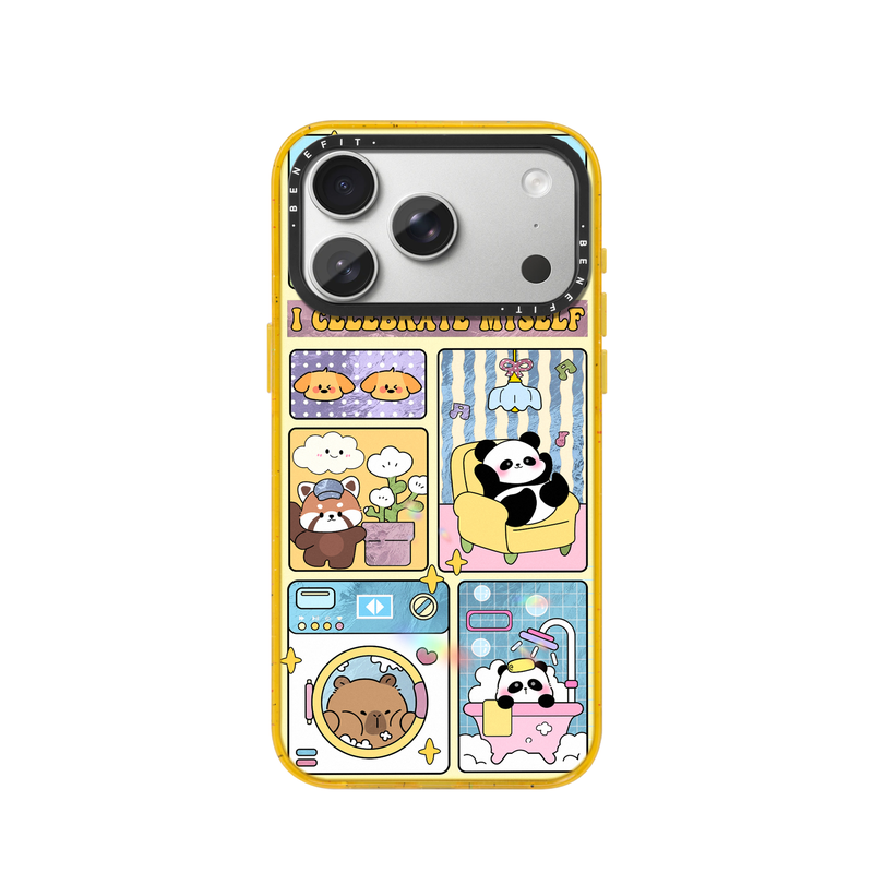 benefit洗澡小熊猫拼接动物适用于iphone17promax苹果16PRO晶盾磁吸手机壳15新款13套14冰川纹12防摔彩色边框