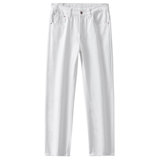 秋冬加绒直筒白色牛仔裤男新款休闲男裤冬季加厚纯棉男士宽松裤子