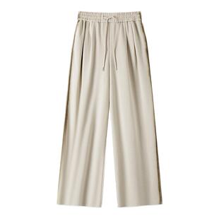 XII BASKET十二篮运动休闲宽松垂感百搭阔腿裤子女卡其绿秋款