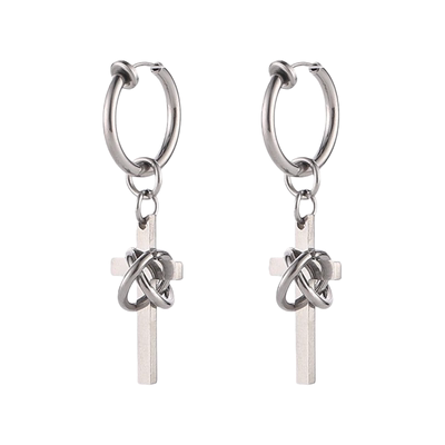 捆绑十字架耳环男款朋克耳坠耳夹