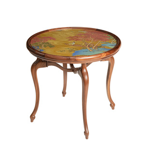 复古实木镶铜茶桌新中式山水画客厅庭院桌宋式美学茶几家用飘窗几