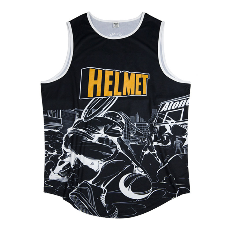 HELMET头盔哥同款夏秋运动训练篮球服球衣男街头潮流创意漫画背心