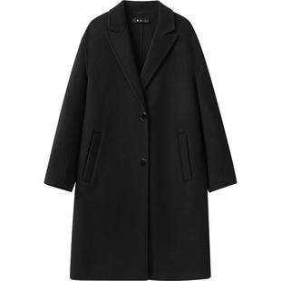 播 bo 商场同款中长款羊毛呢外套24冬新西装领大衣BDR4AD2729