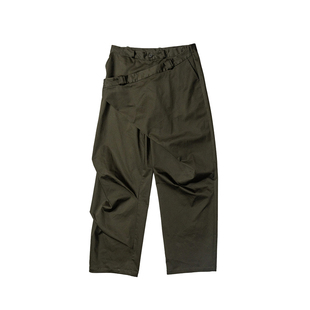 KADAKADA原创解构高级时装围裙双腰廓形高棉微弹军绿休闲长裤