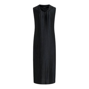 莱芙艾迪儿秋季气质高级感钉珠褶皱背心裙女经典优雅知性连衣裙