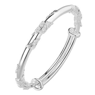 繁花似锦银手镯女9999纯银年轻款实心银镯子女款2025新款新年礼物