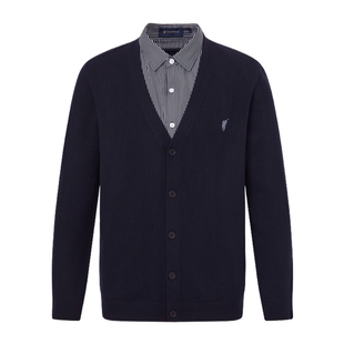 POLOWALK男装针织衫2026春季新品韩系假两件衬衫领针织开衫男式