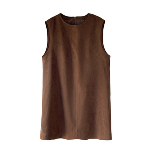 女士连衣群麂皮绒外套无袖马甲女外套休闲时尚外套中长款女背心