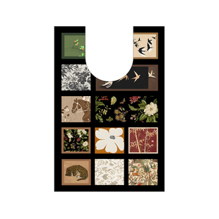 中古风浴室U型马桶地垫速干吸水防滑脚垫卫生间厕所坐便专用地贴