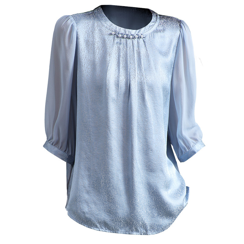 重磅真丝绸缎面衬衫女2025夏新款高端奢华短袖纯色小衫桑蚕丝上衣