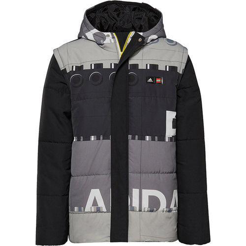 Adidas/阿迪达斯正品新款大童印花拼接二合一连帽棉服HM2226