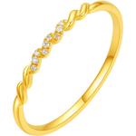 周六福黄金镶嵌钻石戒指女款亮面工艺螺旋纹戒指官方旗舰店送礼物