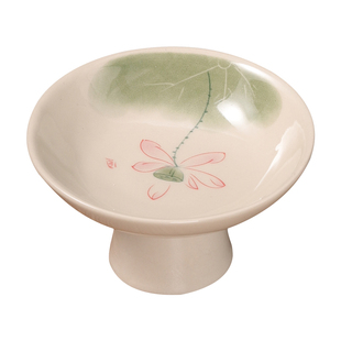 中式陶瓷高脚点心盘客厅家用水果干果盘精致下午茶盘碟子餐具供盘