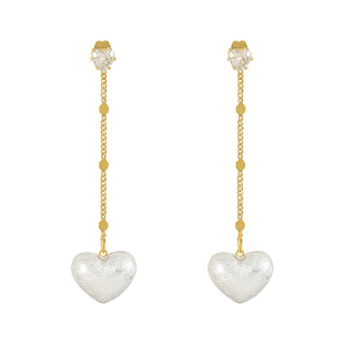 古里雅桃心珍珠耳环长流苏耳坠925纯银针2025年新款潮女韩国耳饰