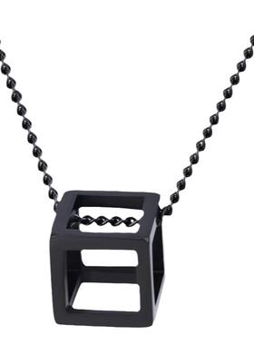 潮牌简约正方形男女项链