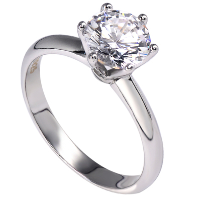 T家1.5-3克拉女六爪裸钻仿真钻戒