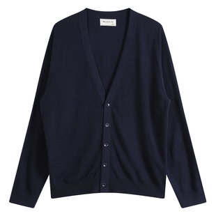 【飞行家系列】商务通勤纯色V领羊毛针织开衫毛衣男薄款保暖春秋