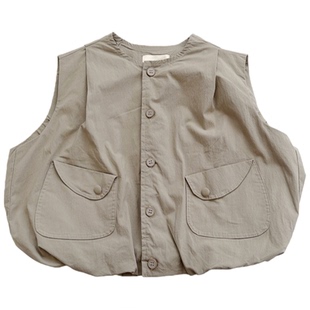 洋气范~男童韩版弧形背面马甲2026春季新款中小童宝宝潮搭上衣